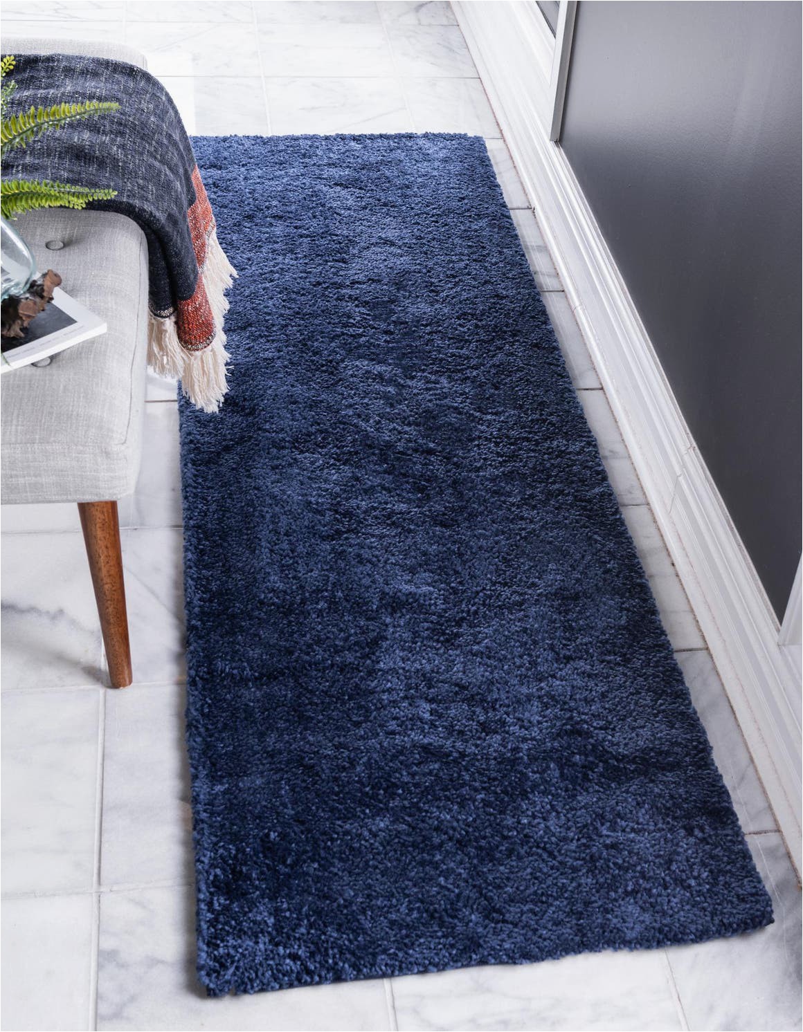 navy blue 6 ft runner solid frieze area rug