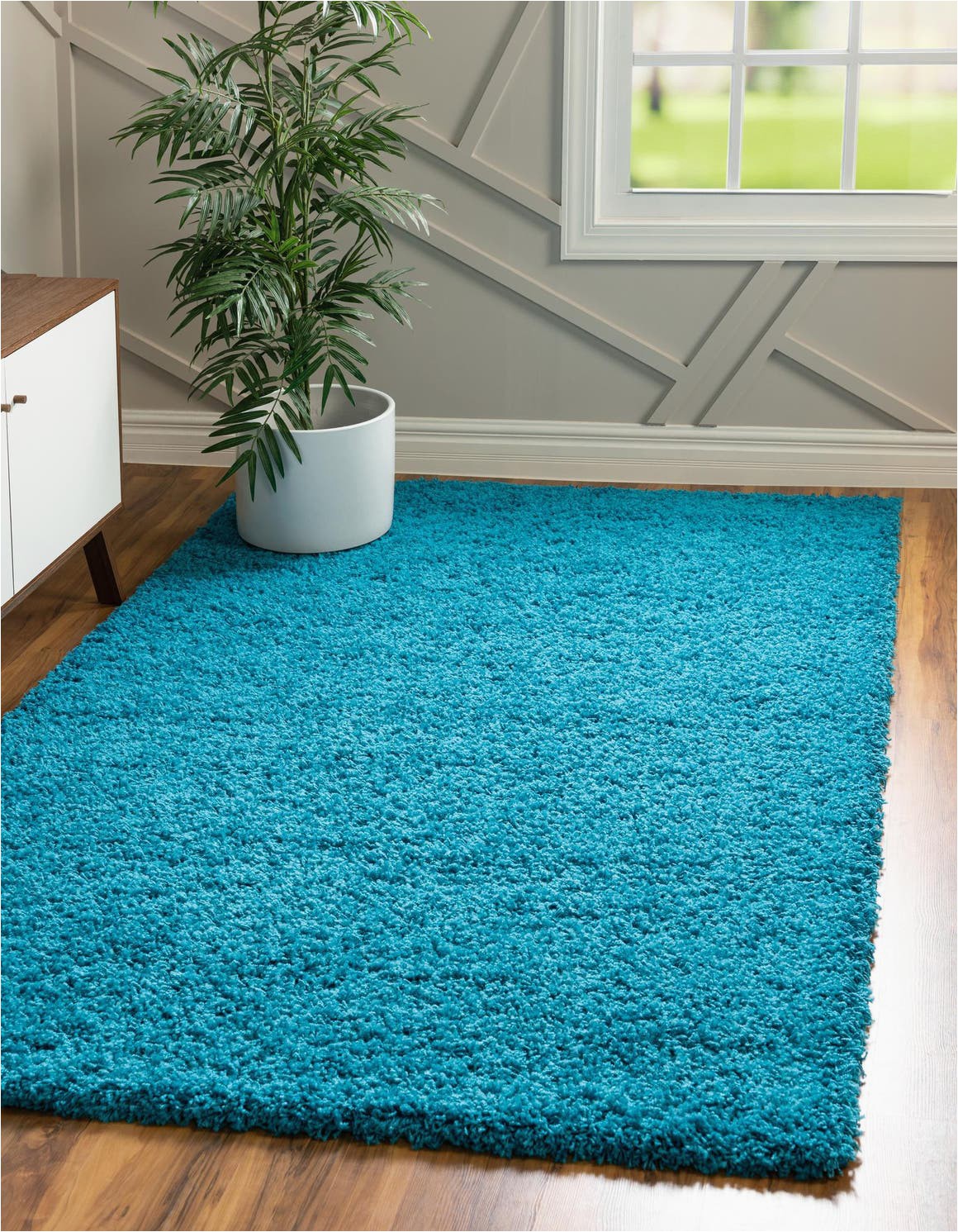 turquoise 7x10 solid shag area rug