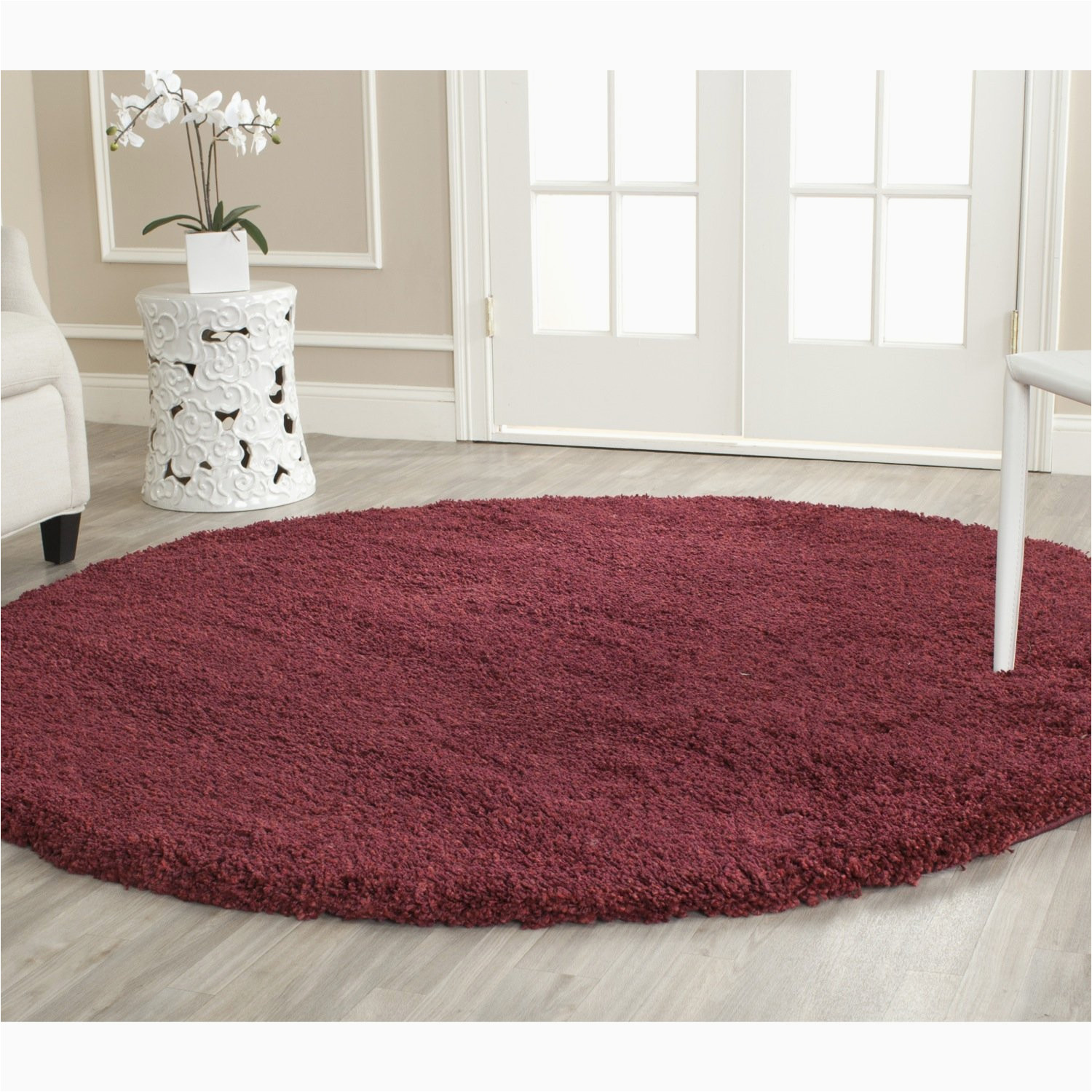 2 Inch Pile area Rug Cozy soft Thick Maroon Shag area Rug 2 Inch Pile Height
