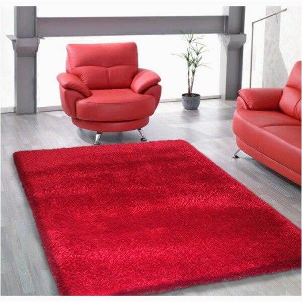 2 Inch Pile area Rug Shop Red Shag area Rug Two Inch Pile Thick with Cotton