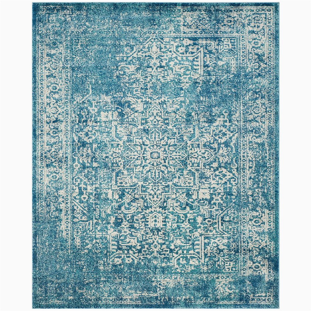 8 Foot by 10 Foot area Rugs Safavieh Evoke Eric Blue Ivory 8 Ft X 10 Ft Indoor