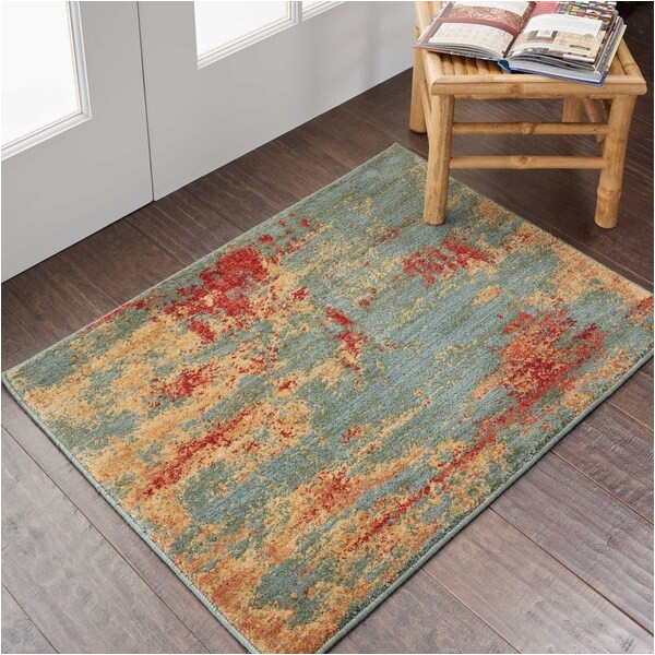 Abstract area Rug for Sale Shop Nourison somerset Teal Multicolor Abstract area Rug