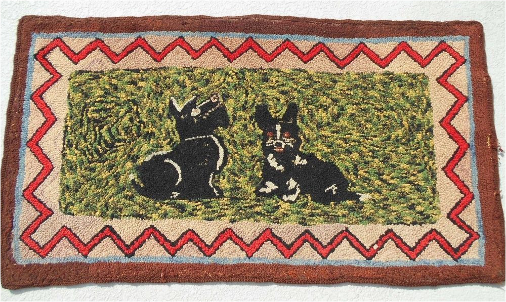 Area Rugs with Dog Designs Antique Americana Folk Art Hand Hooked area Rug Scottie