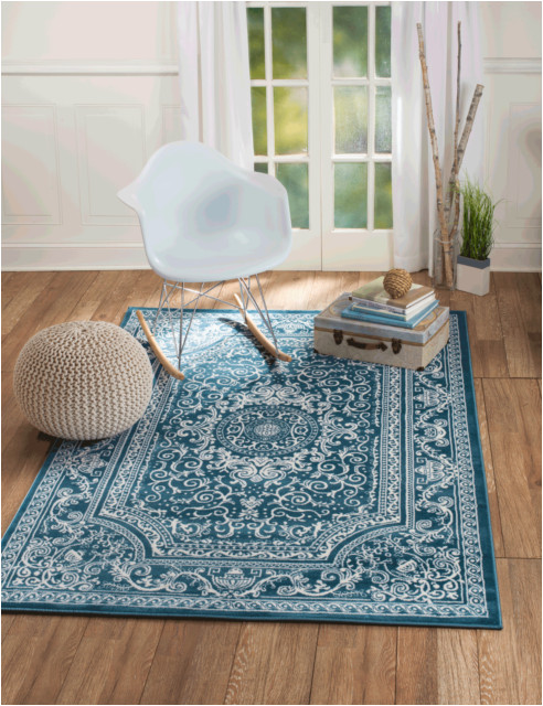 Blue and White area Rugs 5×7 area Rug St62 Blue White Contemporary Modern Size 5×7