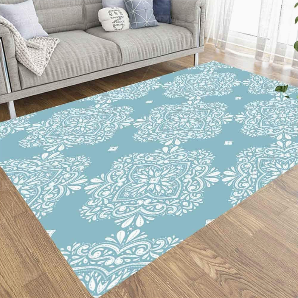 Blue and White area Rugs 5×7 asdecmoly Washable area Rug Colorful area Rug Light Blue