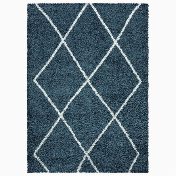 Blue and White area Rugs 5×7 Vienna 5×7 Geometric Shaggy area Rug G2927 In Blue White