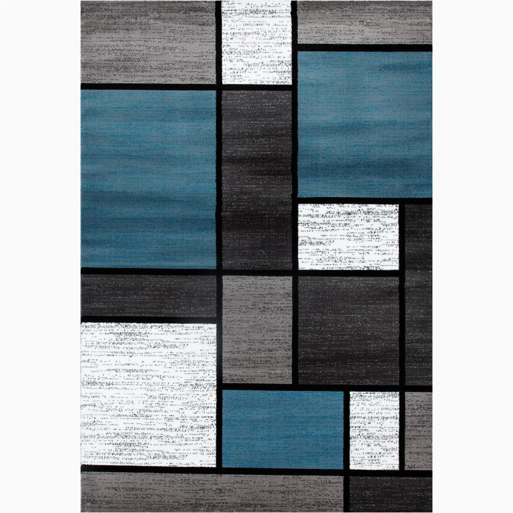 Blue Grey area Rugs 8×10 Contemporary Modern Boxes Blue Gray 8 Ft X 10 Ft area