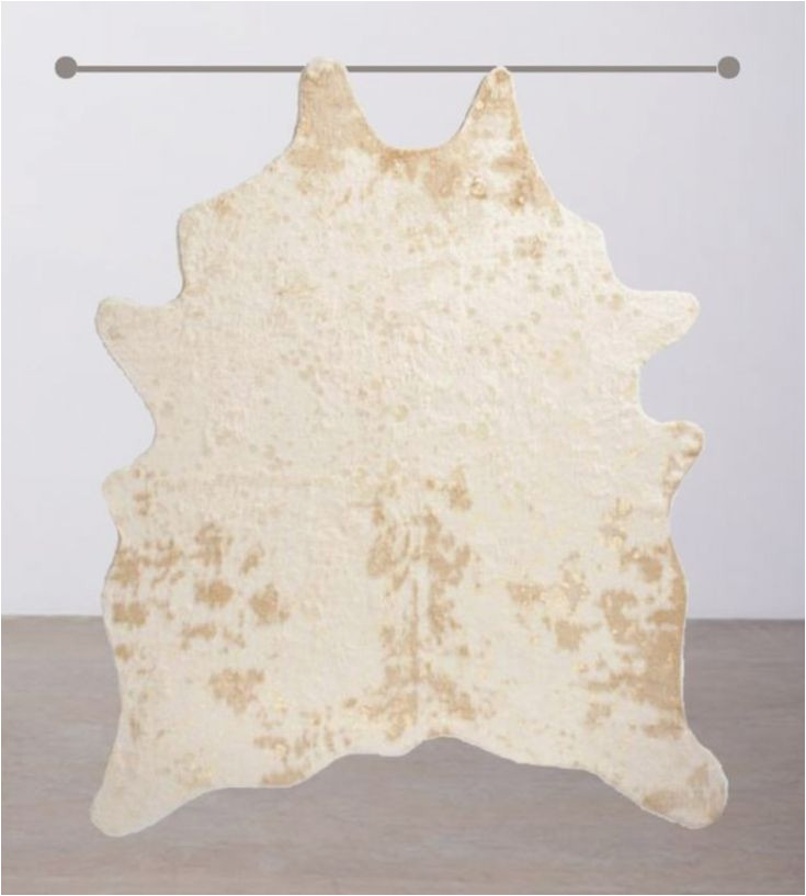 Gold Printed Faux Cowhide area Rug Gold Cowhide Rug for Rent Dallas event Wedding Rentals