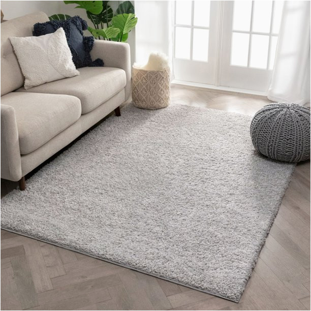 Solid Gray area Rug 8×10 Well Woven solid Color Light Grey soft Shag area Rug 8×10