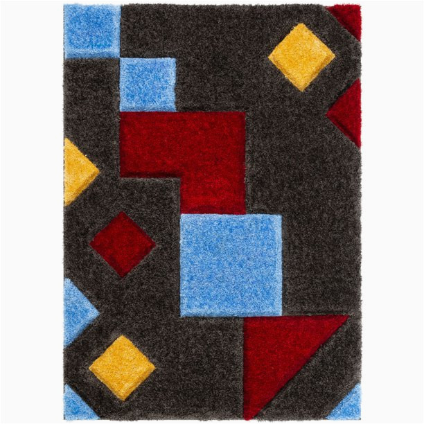 Thick Plush area Rugs 8×10 Well Woven Abbi Multi Boxes Circles Thick soft Plush 3d