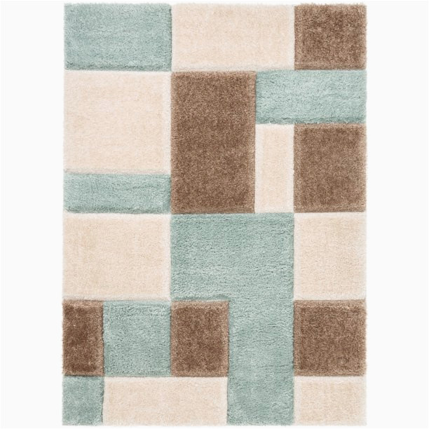 Thick Plush area Rugs 8×10 Well Woven Ella Light Blue Geometric Boxes Thick soft