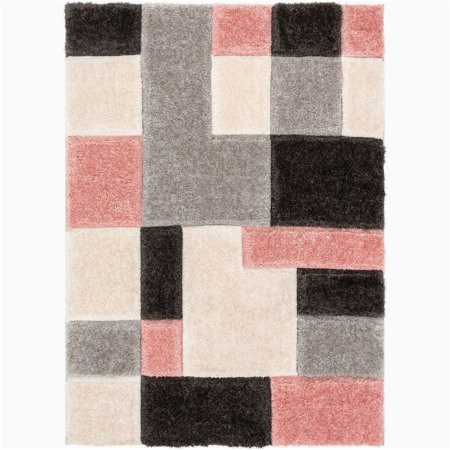 Thick Plush area Rugs 8×10 Well Woven Ella Pink Geometric Boxes Thick soft Plush 3d