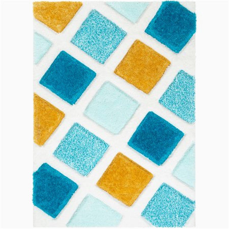 Thick Plush area Rugs 8×10 Well Woven Parker Blue Geometric Boxes Thick soft Plush 3d