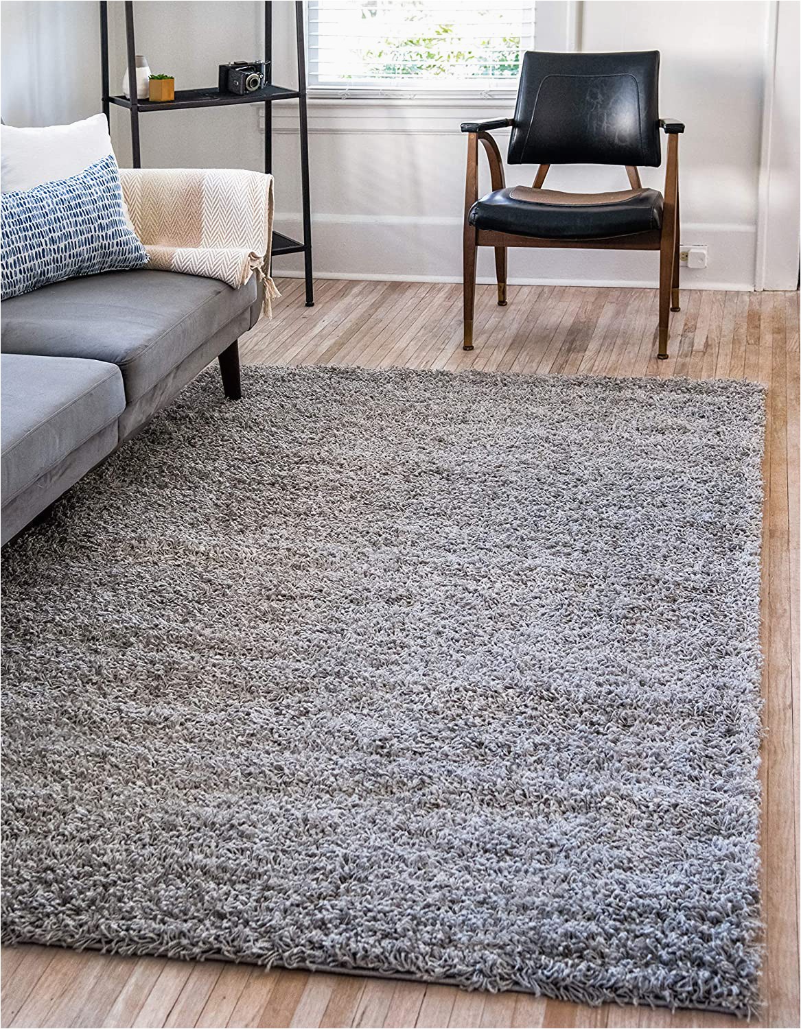 18 X 24 area Rug Unique Loom solo solid Shag Collection Modern Plush Cloud Gray area Rug 5 0 X 8 0