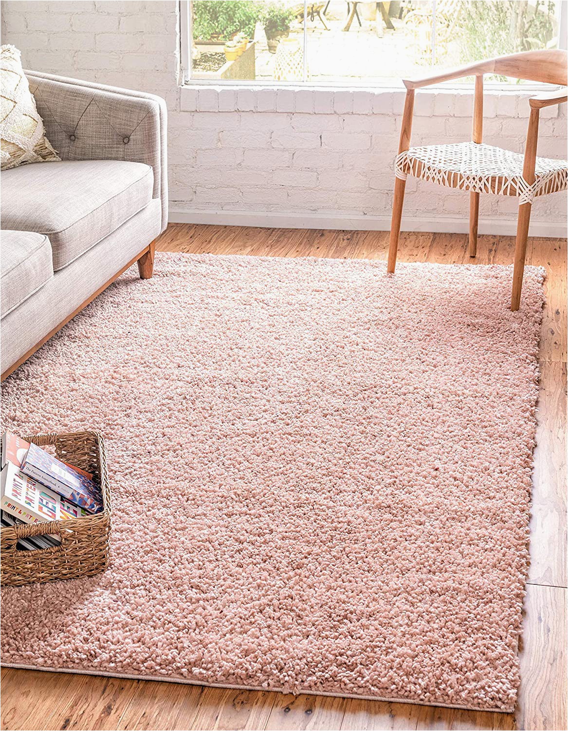 36 X 72 area Rugs Unique Loom Davos Shag Collection Contemporary soft Cozy solid Shag Dusty Rose area Rug 2 2 X 3 0