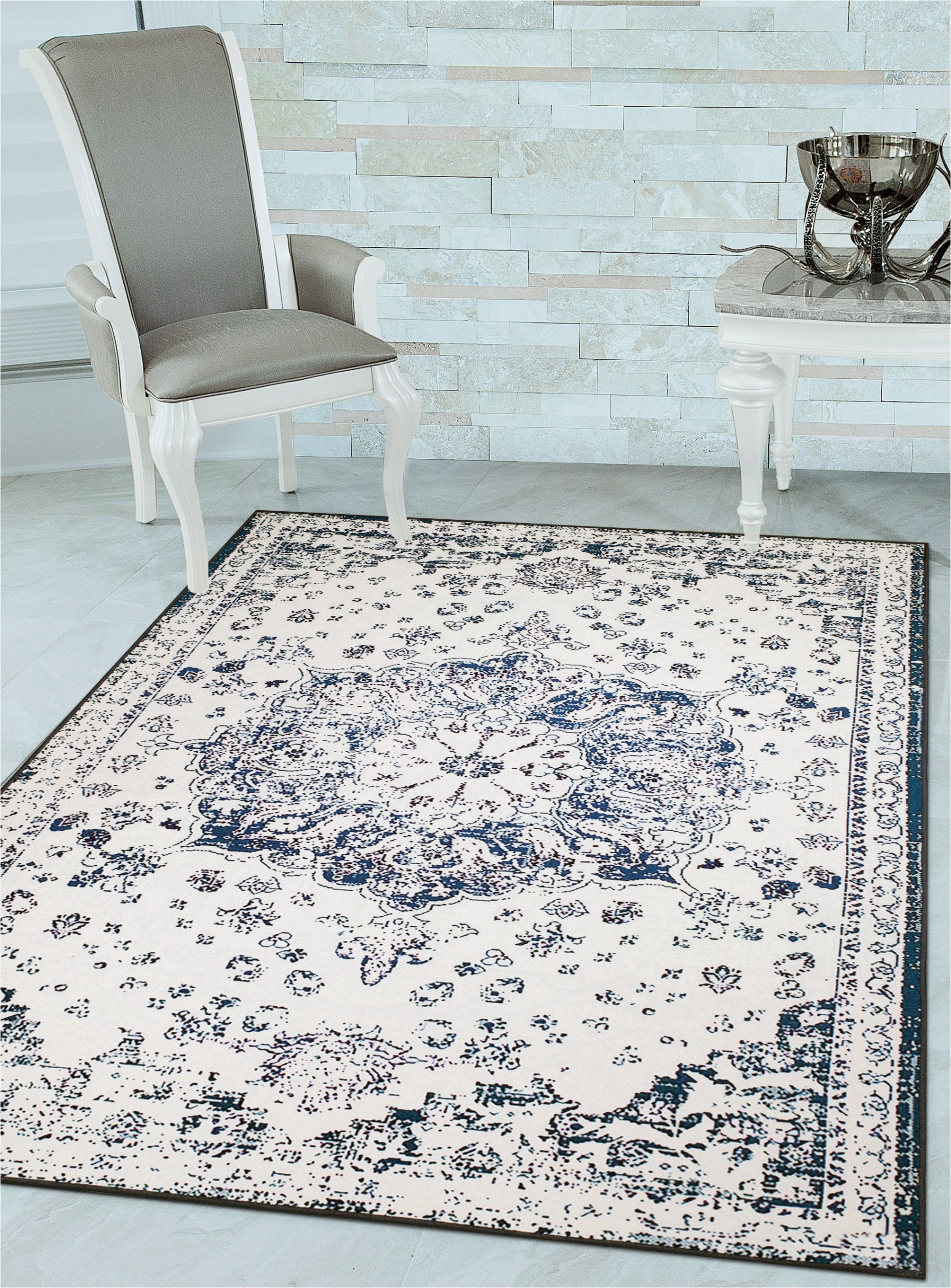 5×7 Latex Backed area Rugs Details About Navy Vintage Medallion oriental Transitional area Rug Non Slip Latex Backing