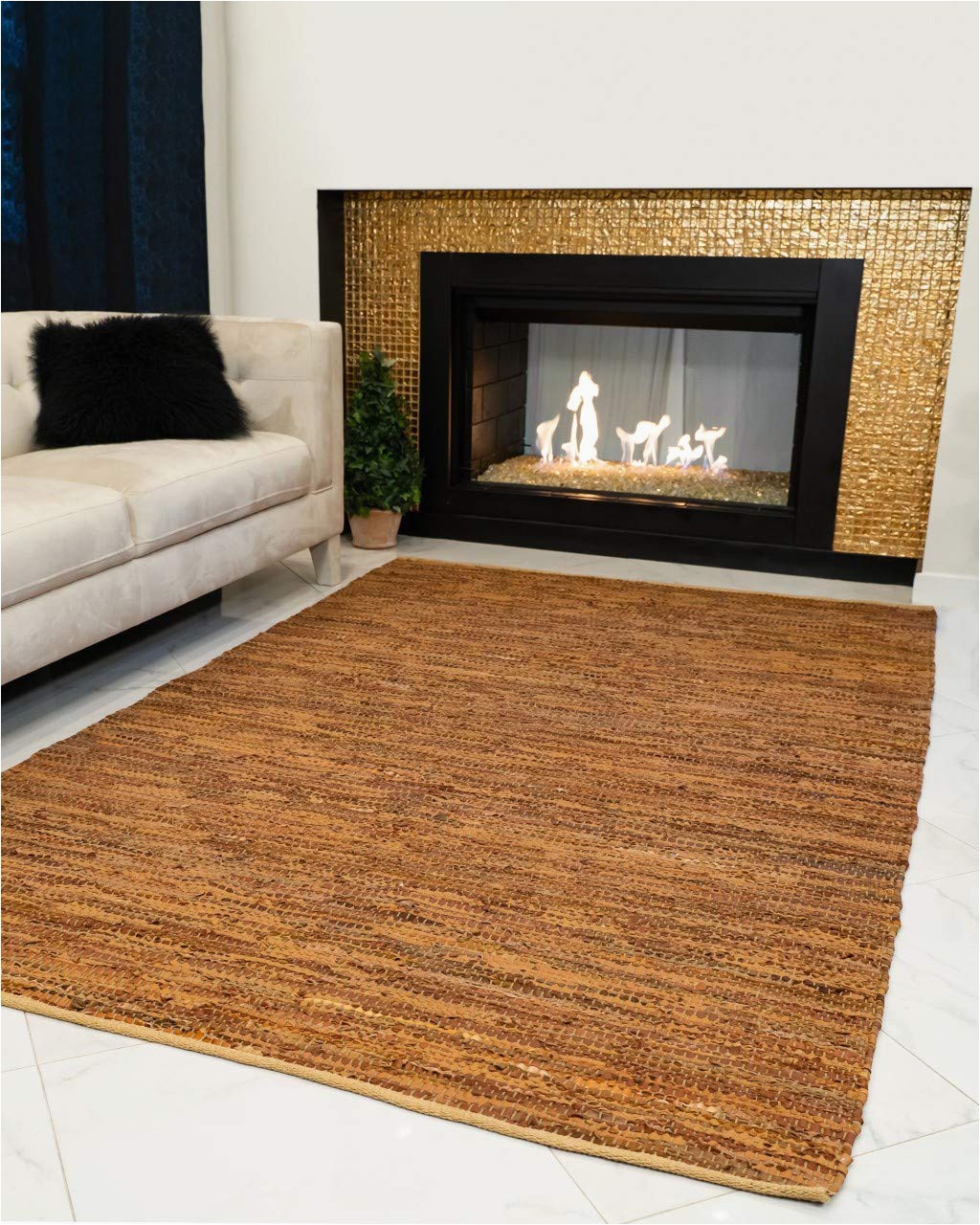 8 Feet by 10 Feet area Rugs Natural area Rugs Handmade Adore Collection 8 Feet by 10 Feet Brown Leather Rug 8 X 10"