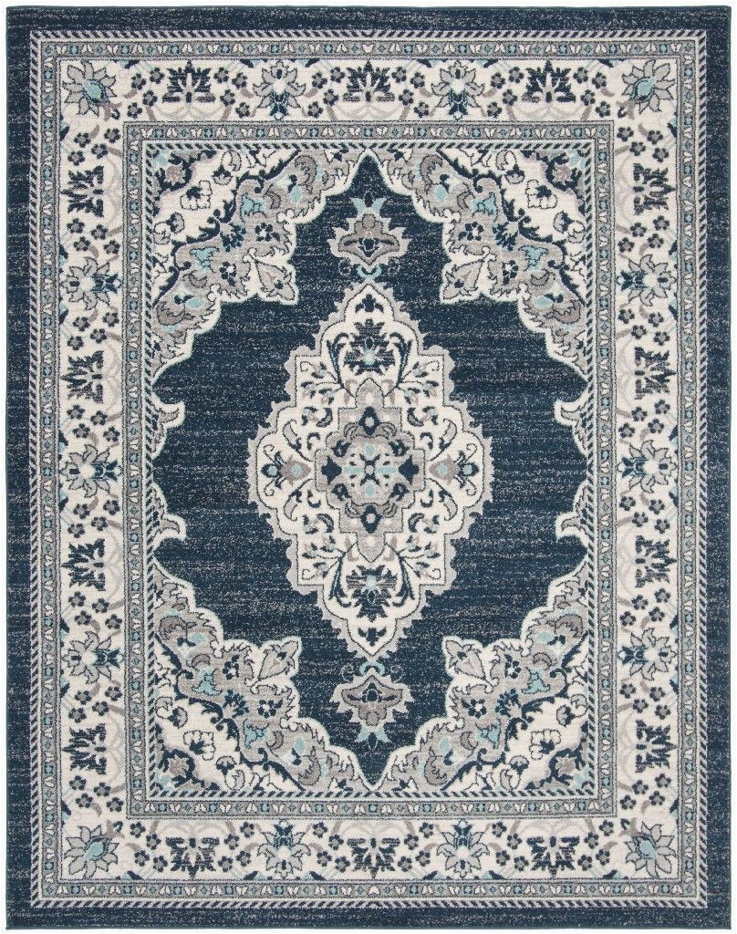 8 X 10 Round area Rugs Madison 500 Collection 8 X 10 Rug In Cream and Navy