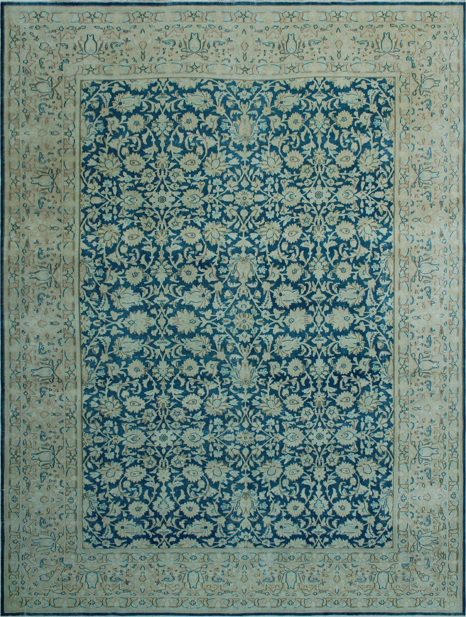 8 X 12 Blue Rug E Of A Kind Bourke Hand Knotted Traditional Style Blue Beige 9 8" X 12 9" Wool area Rug