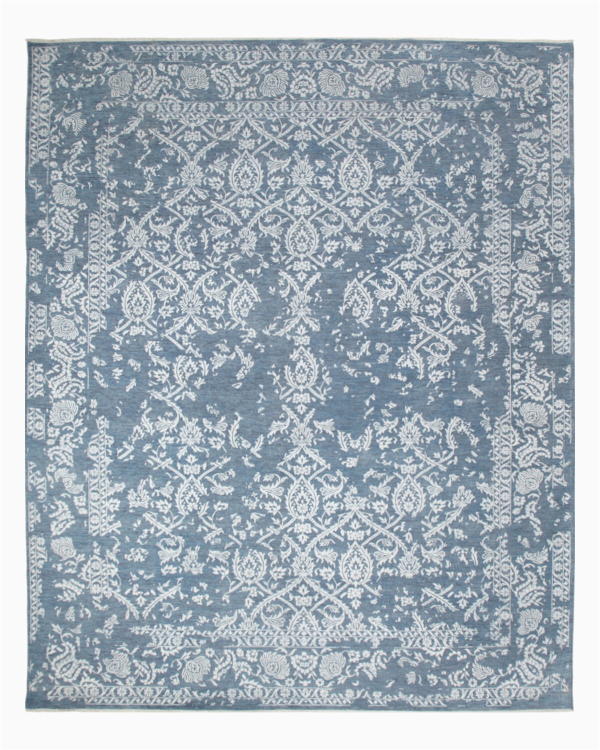 8 X 12 Blue Rug E Of A Kind Damask Hand Knotted 8 11" X 12 Wool Blue area Rug