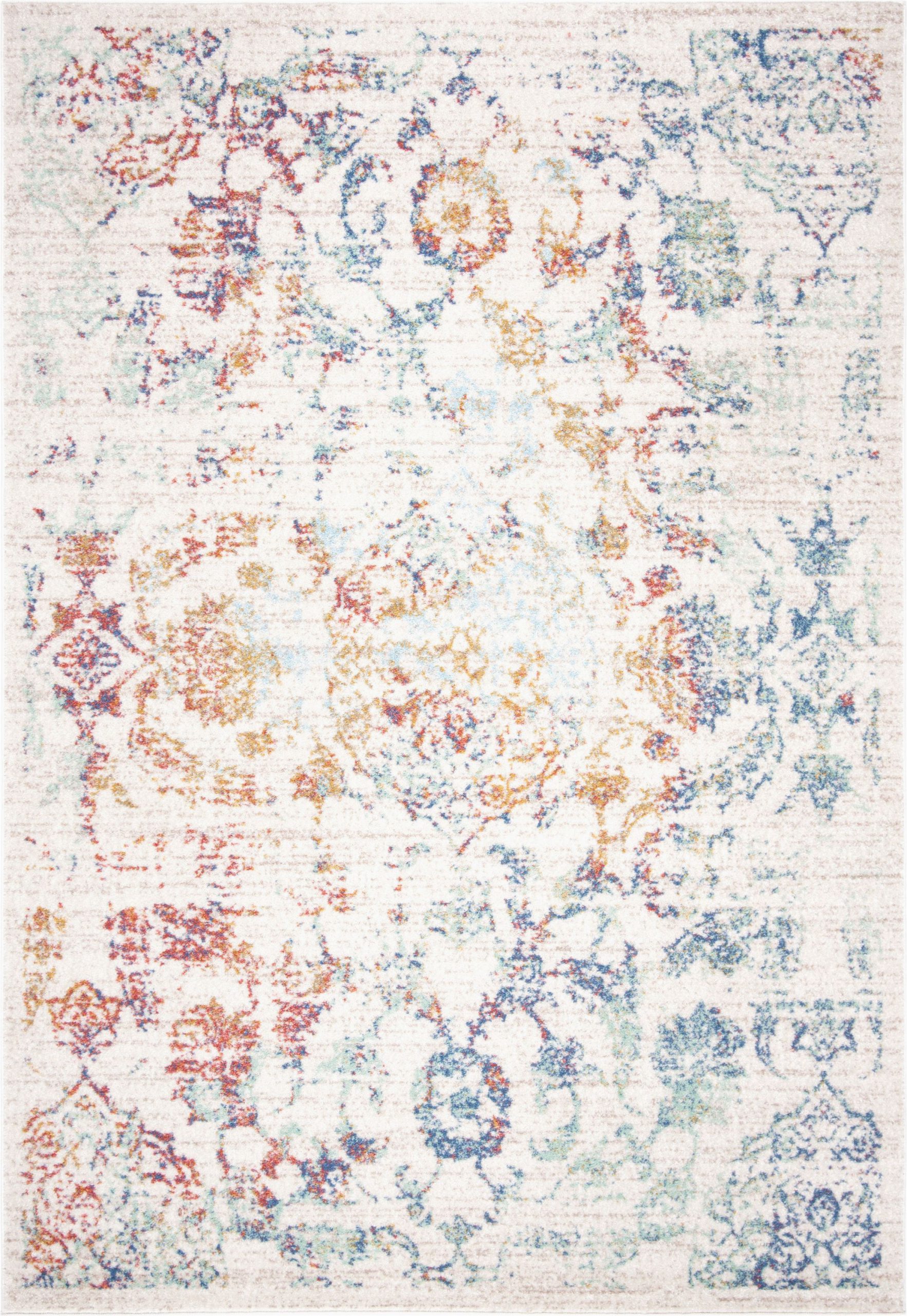 Aqua and Cream area Rugs Psm534a Color Cream Aqua Size 9 X 12