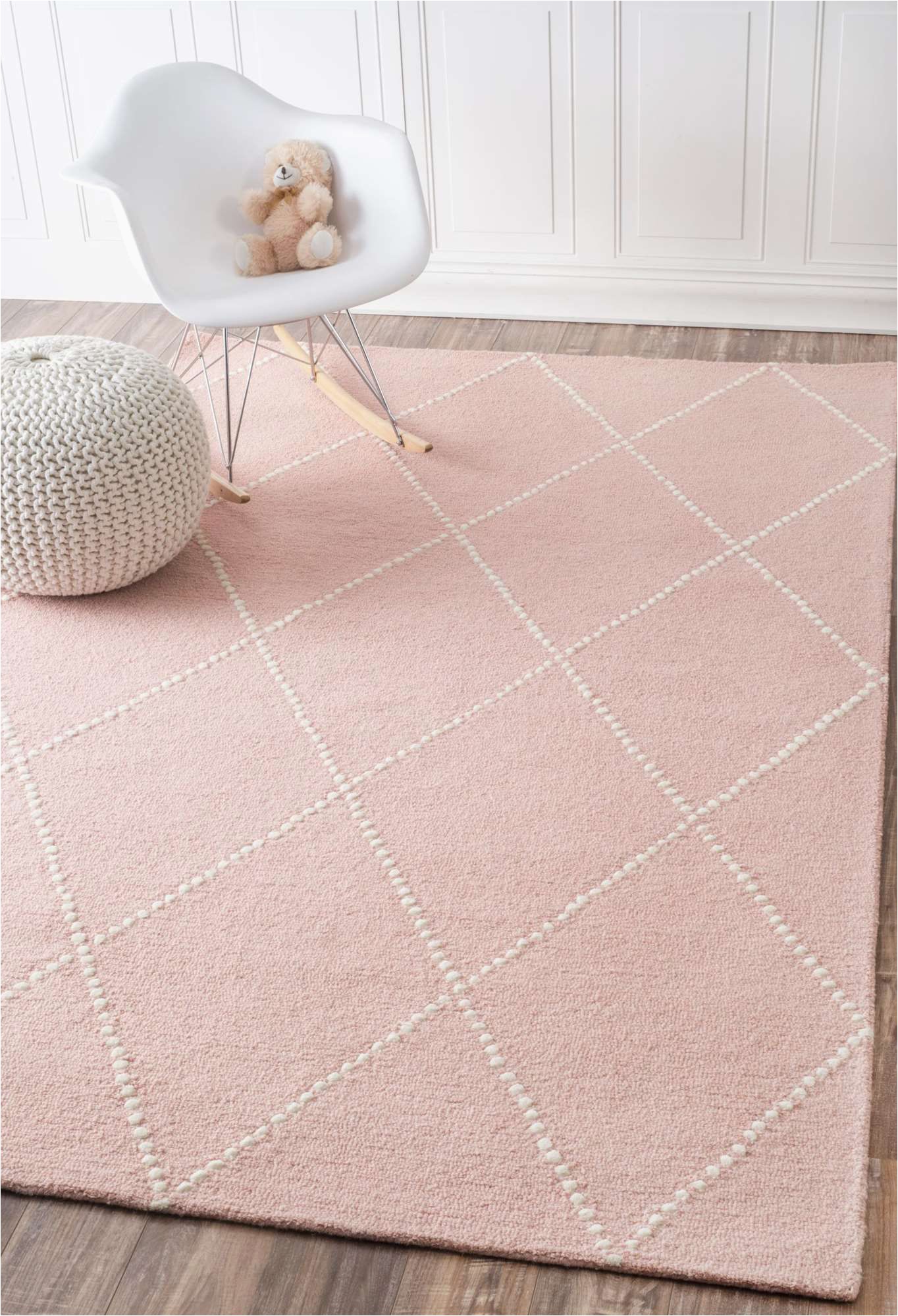 Area Rug for Baby Girl Room Tuscan Dotted Diamond Trellis Nursery Baby Pink Rug