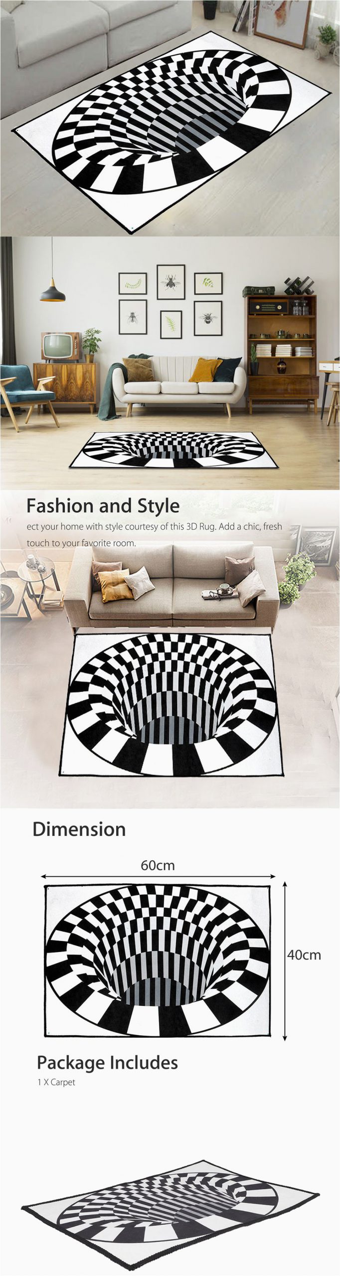 Area Rug Slips On Carpet 3d Swirl Bottomless Hole area Rug Carpet Anti Slip Floor Mat