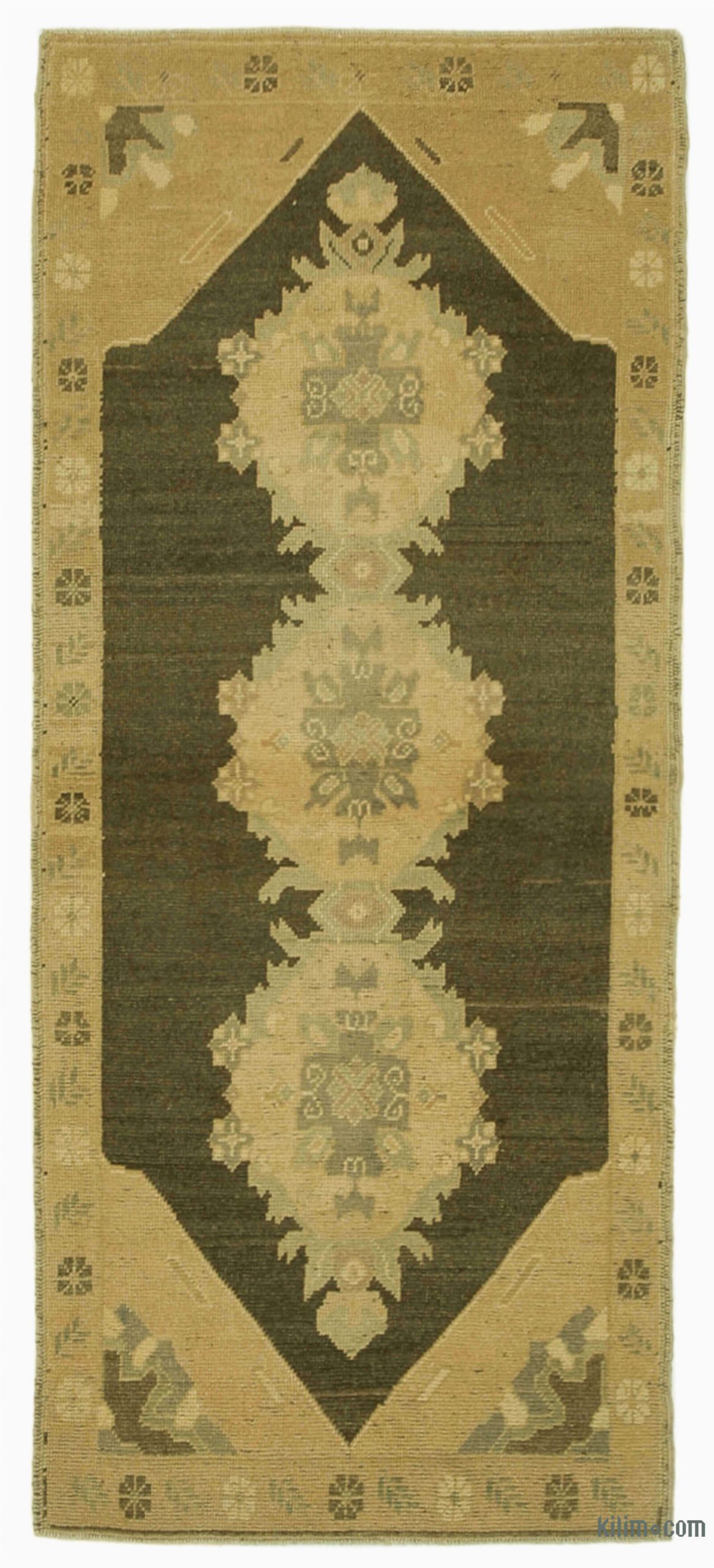 Area Rugs Beige and Brown Beige Brown All Wool Hand Knotted Vintage area Rug 3 1" X 6 9" 37 In X 81 In