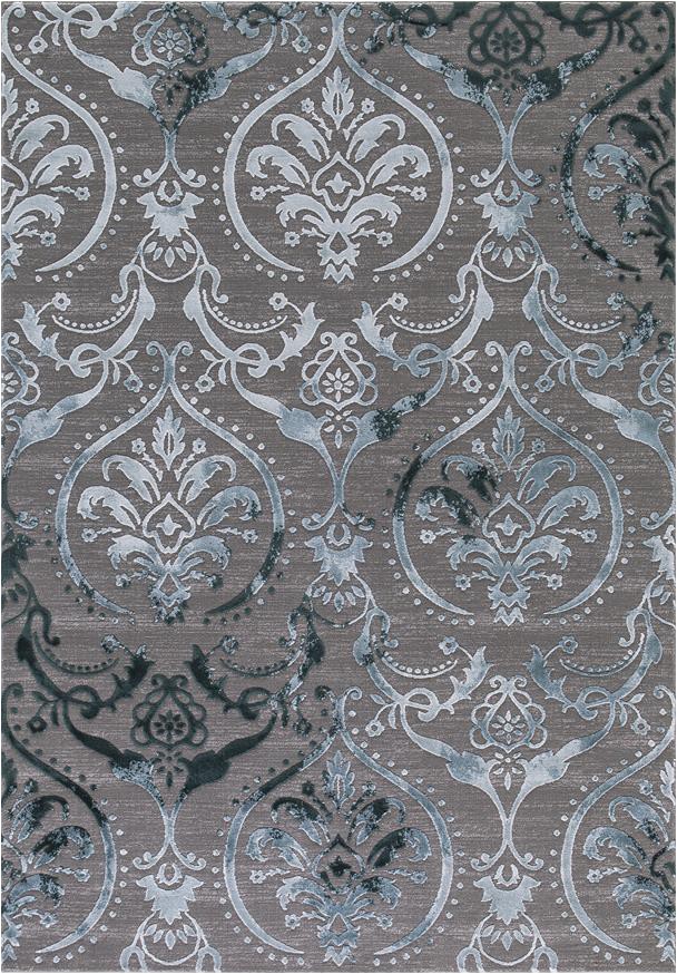Area Rugs Grey and Teal Concord Global Trading thema 2966 Damask Teal Gray area Rug