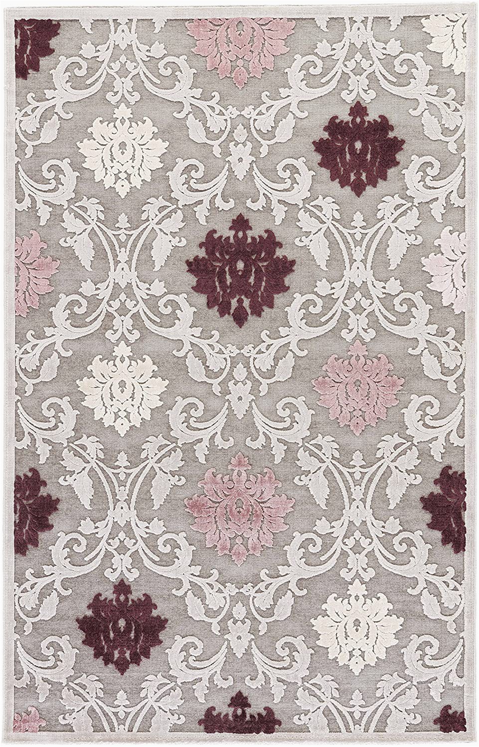 Area Rugs Purple and Gray Jaipur Living Glamourous Damask Gray Silver area Rug 5 X 7 6"