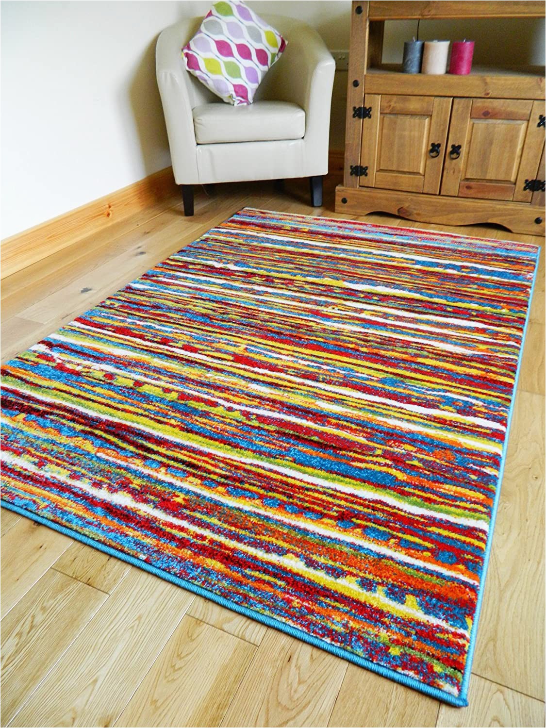 Area Rugs that Don T Shed Multi Coloured Stripe Funky Bright Modern Thick soft Heavy Quality area Rug Small Large Rug New Modern soft Navy Yellow Blue Red Carpet Non Shed Hall