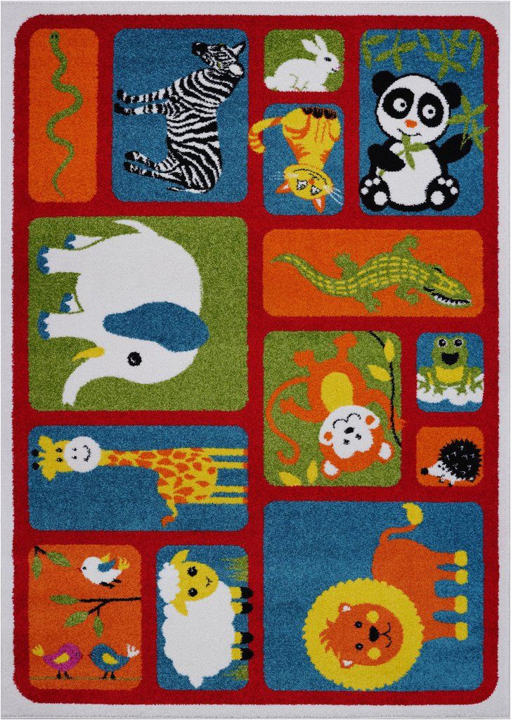 Area Rugs with Animals On them Adorable Animals Red area Rug