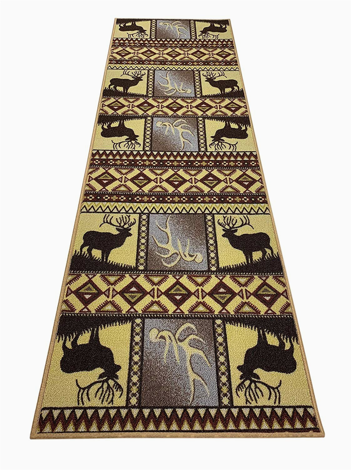 Area Rugs with Deer On them Seaport Deer Wildlife Cut to Size Yellow Brown area Rug