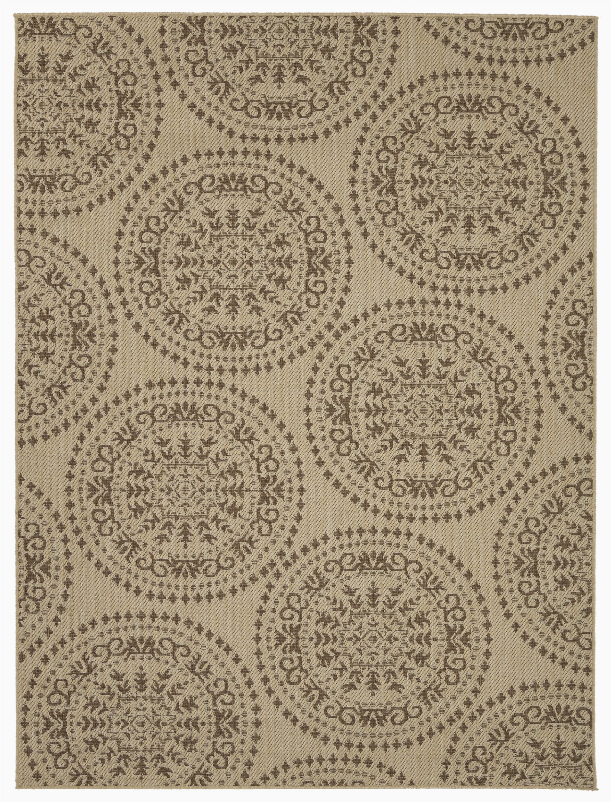 Area Rugs with soft Backing Genoa Damask Medallions Beige Indoor Outdoor area Rug