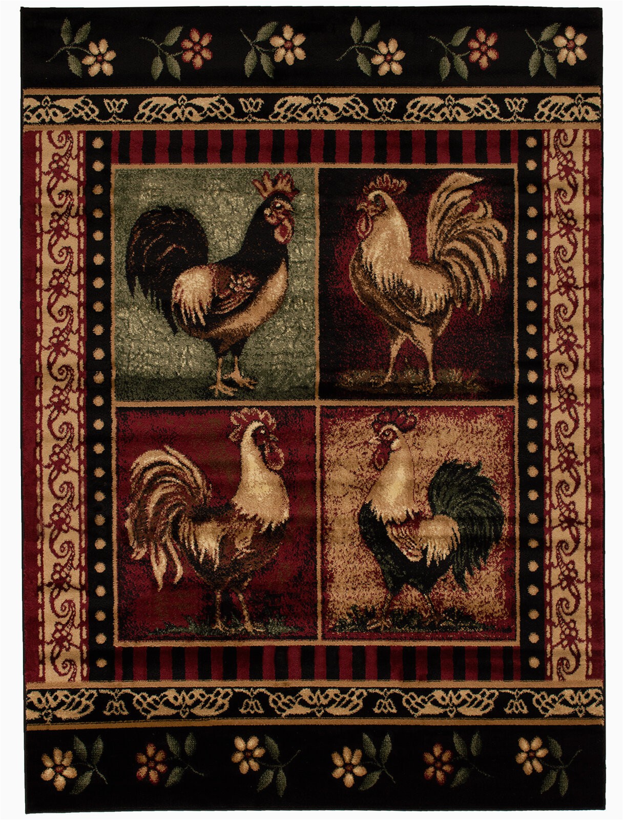 Area Rugs with Wildlife theme Colombier High Quality Woven Ultra soft Traditional southwest Wilderness Rooster theme Red area Rug