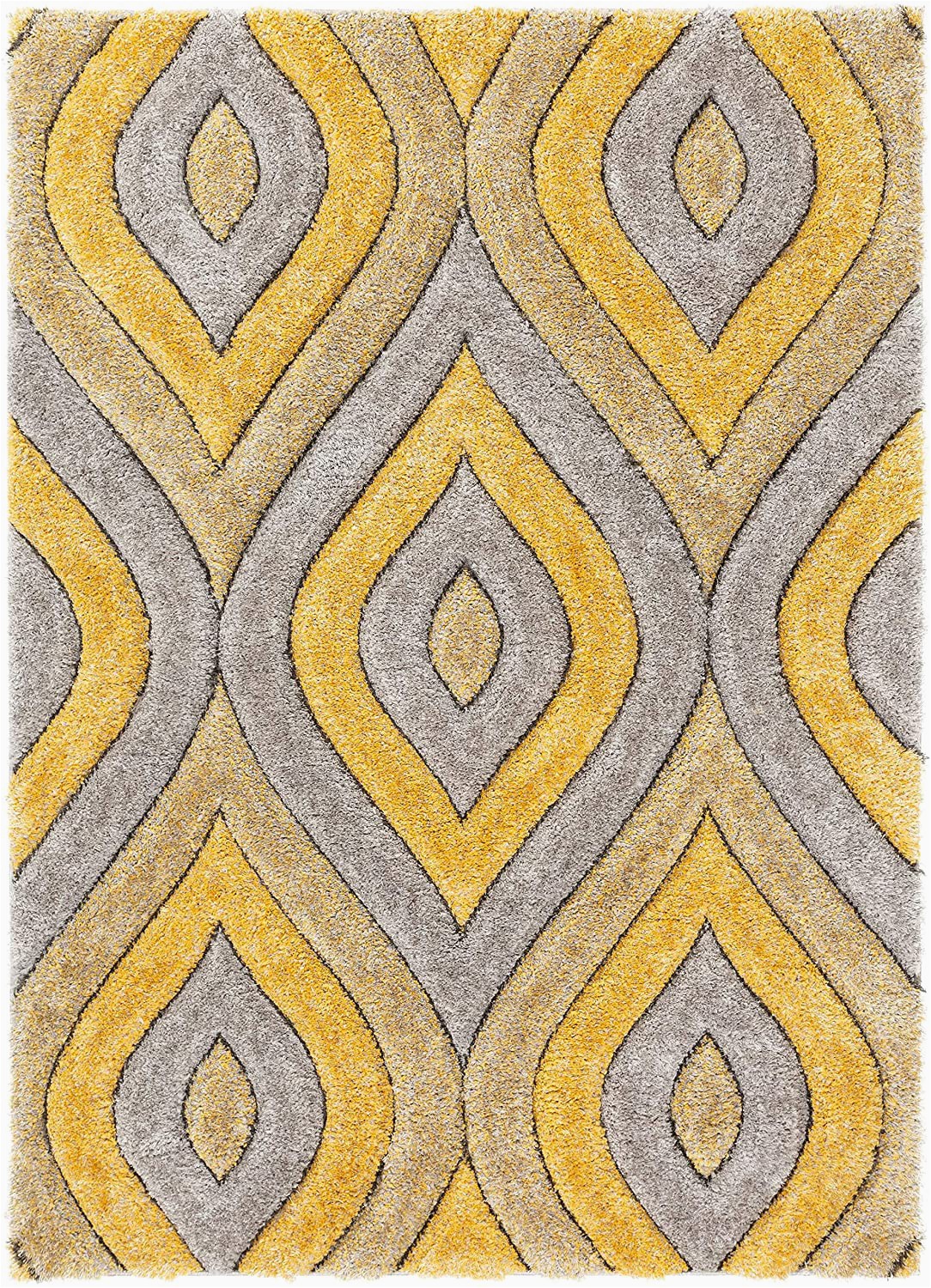Area Rugs with Yellow Accents Well Woven Moira Yellow Geometric Trellis Thick soft Plush 3d Textured Shag area Rug 5×7 5 3" X 7 3"