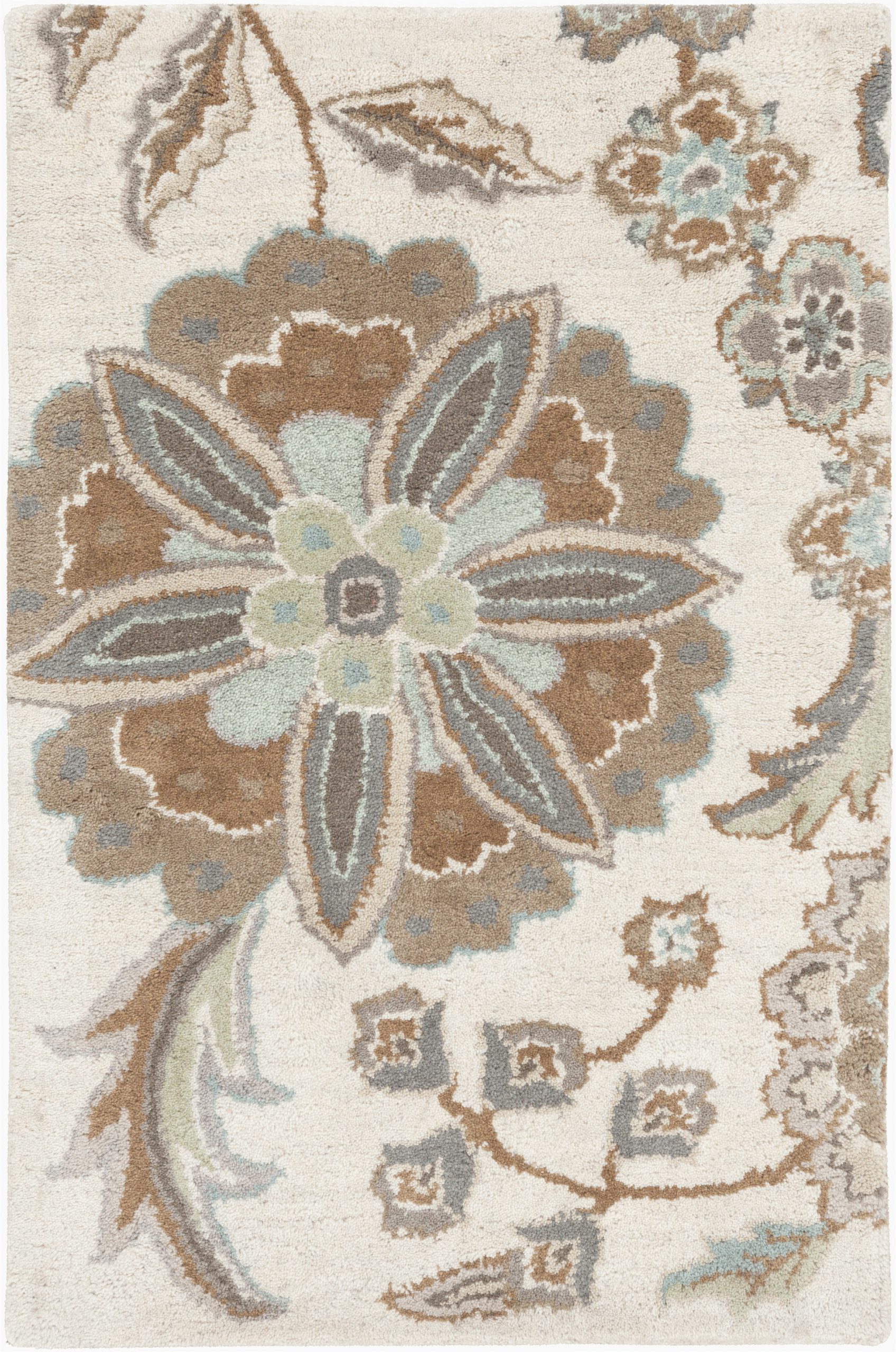 Athena Garden Floral area Rugs Surya ath5123 8rd athena 8 Round Wool Hand Tufted Floral area Rug Blue