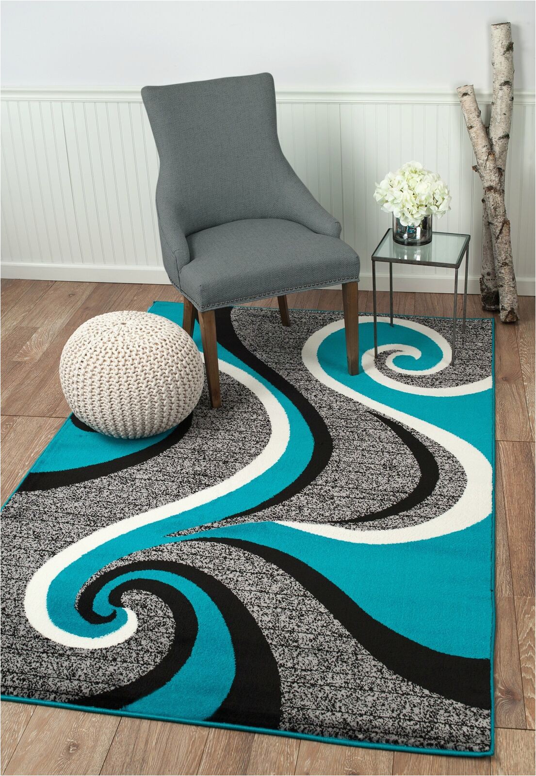 Better Homes and Gardens area Rug 5×7 Elite Collection Teal Grey Black Modern Swirl area Rug soft New Rug 8×11 5×7