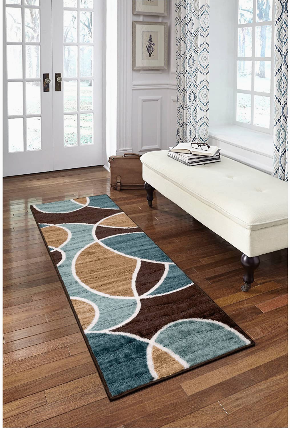 Better Homes and Gardens area Rug Waves Better Homes and Gardens Geo Wave Printed Nylon Rug 1 11" X 5 6" Runner Blue Brown