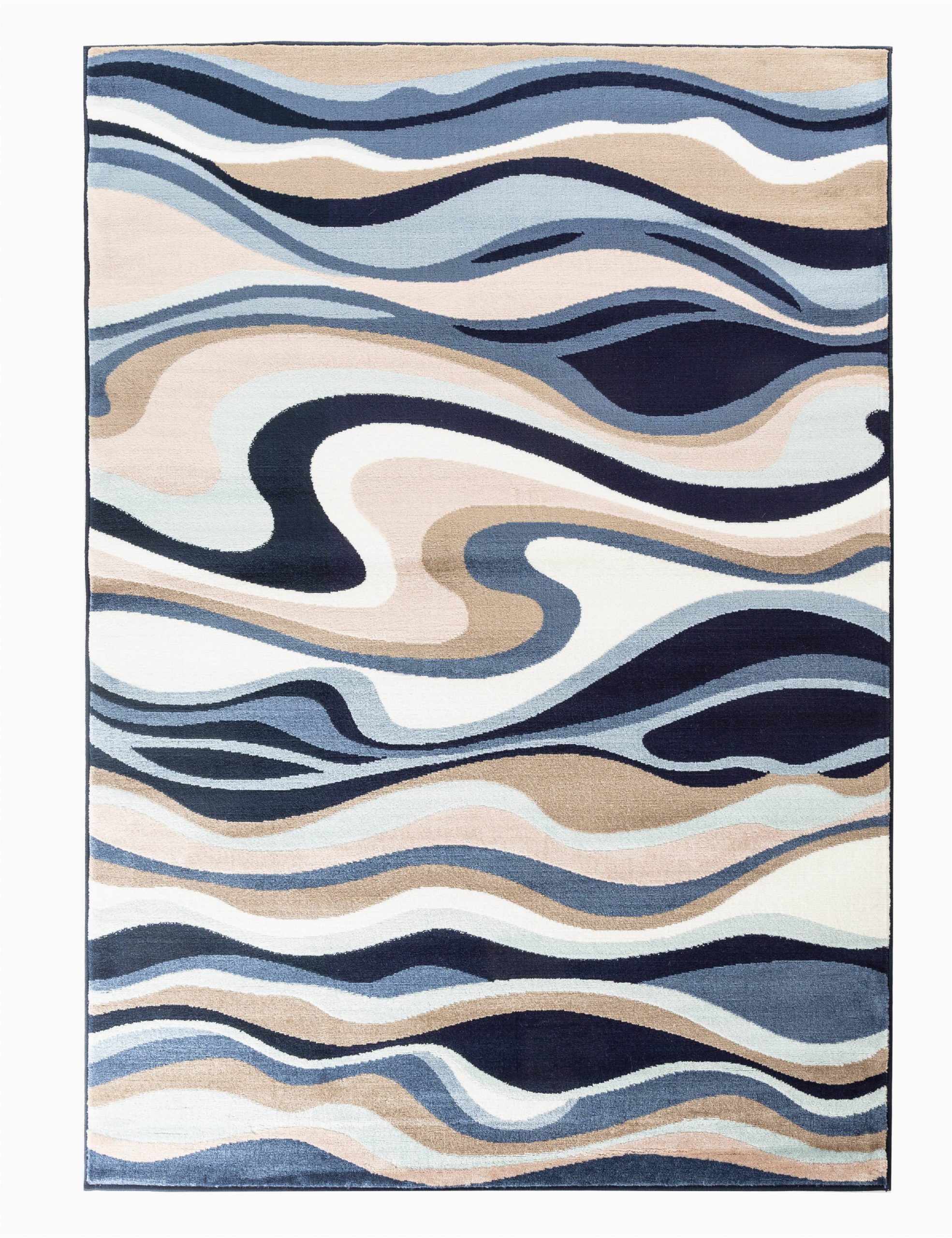 Better Homes and Gardens area Rug Waves Romance Collection Rugs Blue White Brown Absreact Wave Design Premium soft area Rug 2 X3 Door Scatter Mat