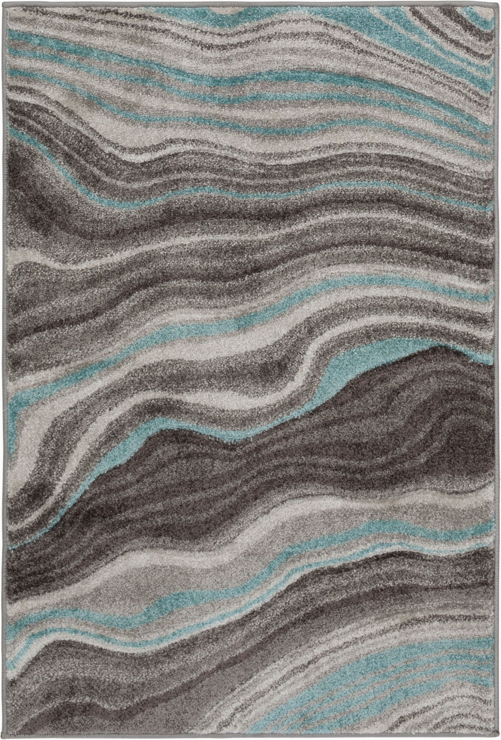 Better Homes and Gardens Waves area Rug Better Homes & Gardens Gray & Aqua Waves area Rug Multiple Sizes