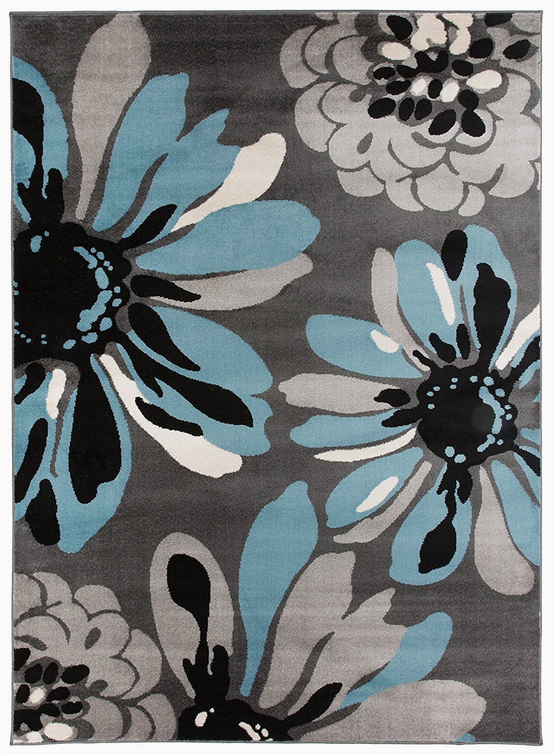 Black Gray Blue area Rug Floral Gray Black Blue area Rug – Modern Rugs and Decor