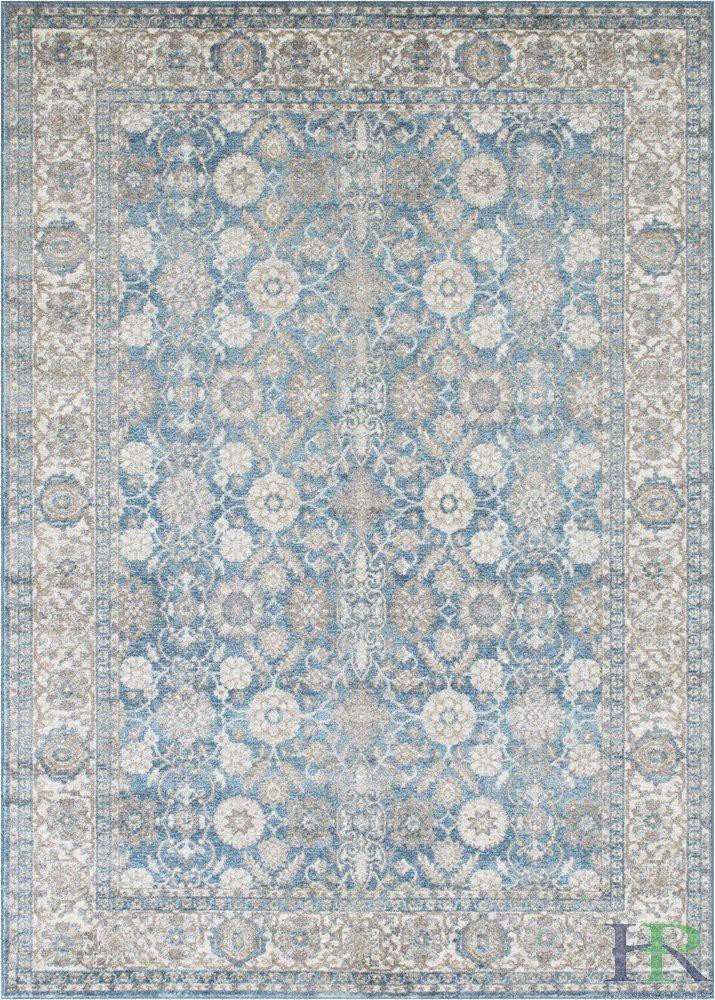Blue and Cream oriental Rug Silver ash Gray Ivory Light Blue Faded oriental Distressed