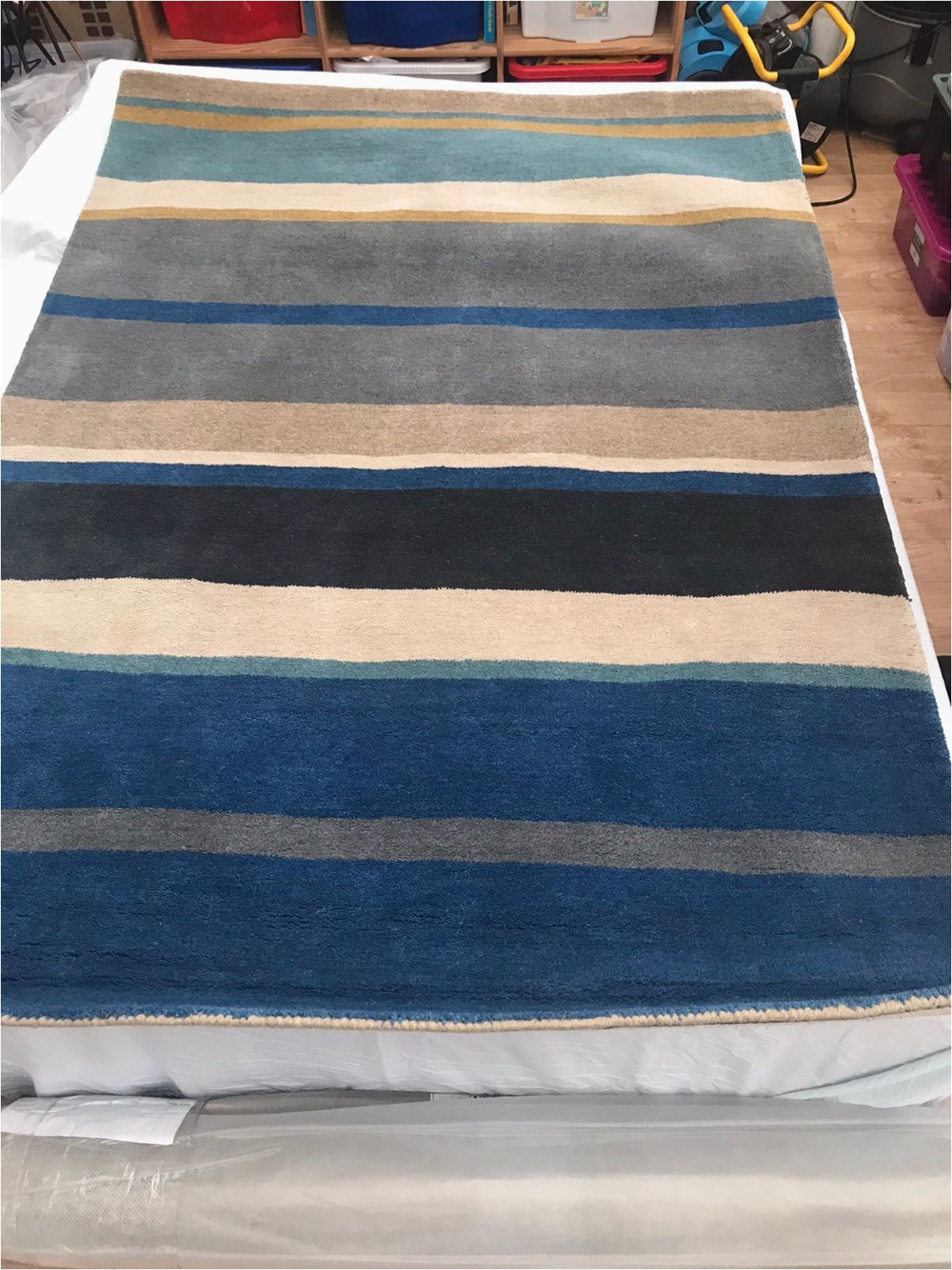 Blue and Cream Striped Rug Large Blue Stripe Rug 120×170 New Thick