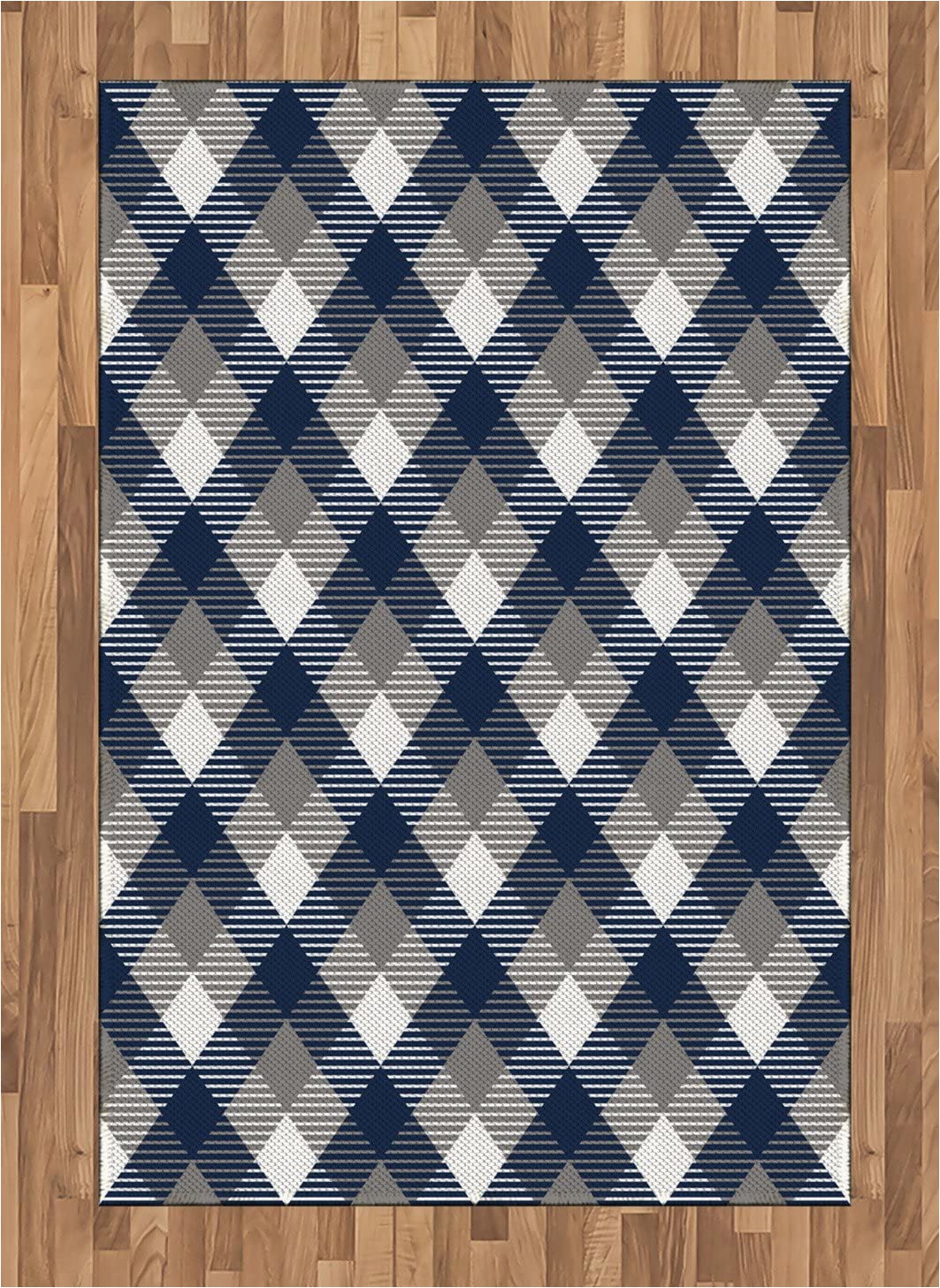 Blue and White Check Rug Amazon Ambesonne Navy area Rug Abstract Checkered