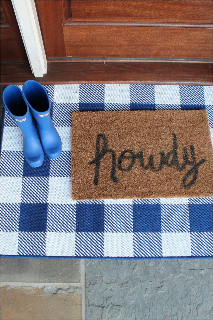 Blue and White Check Rug Layered Front Door Mat Trend Buffalo Check Rug is All You Need
