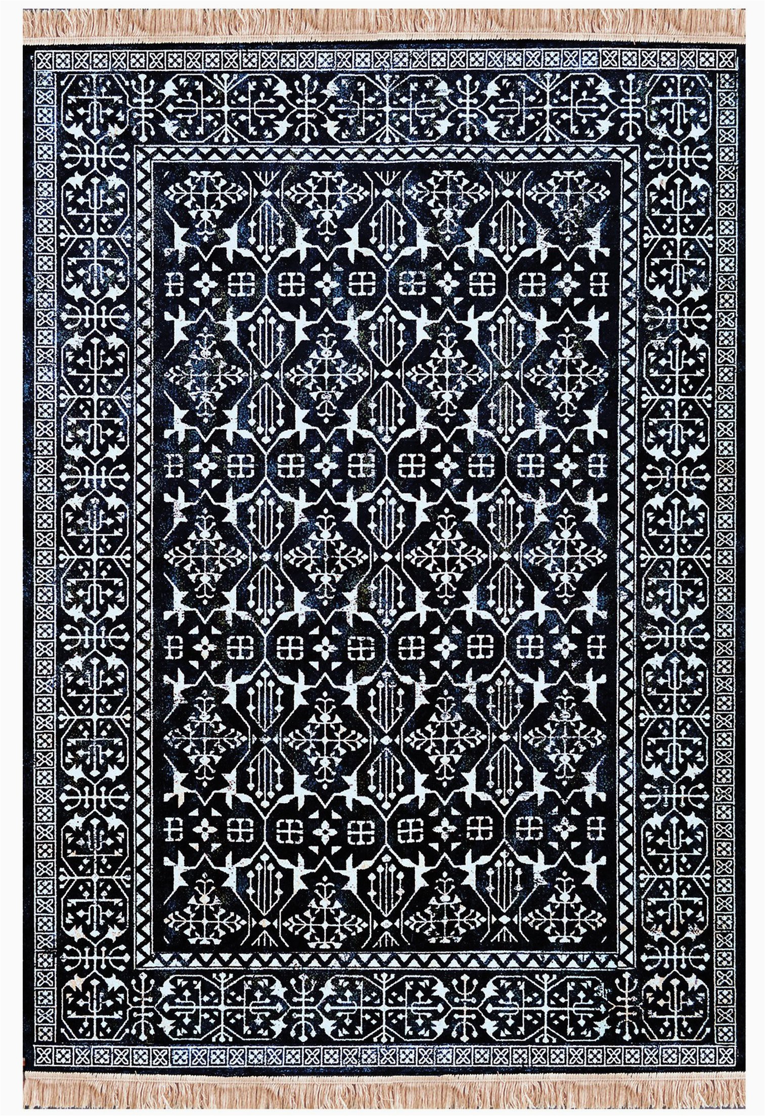 Blue and White Persian Rug Modern Navy Blue and White Persian Style Fringe Rug