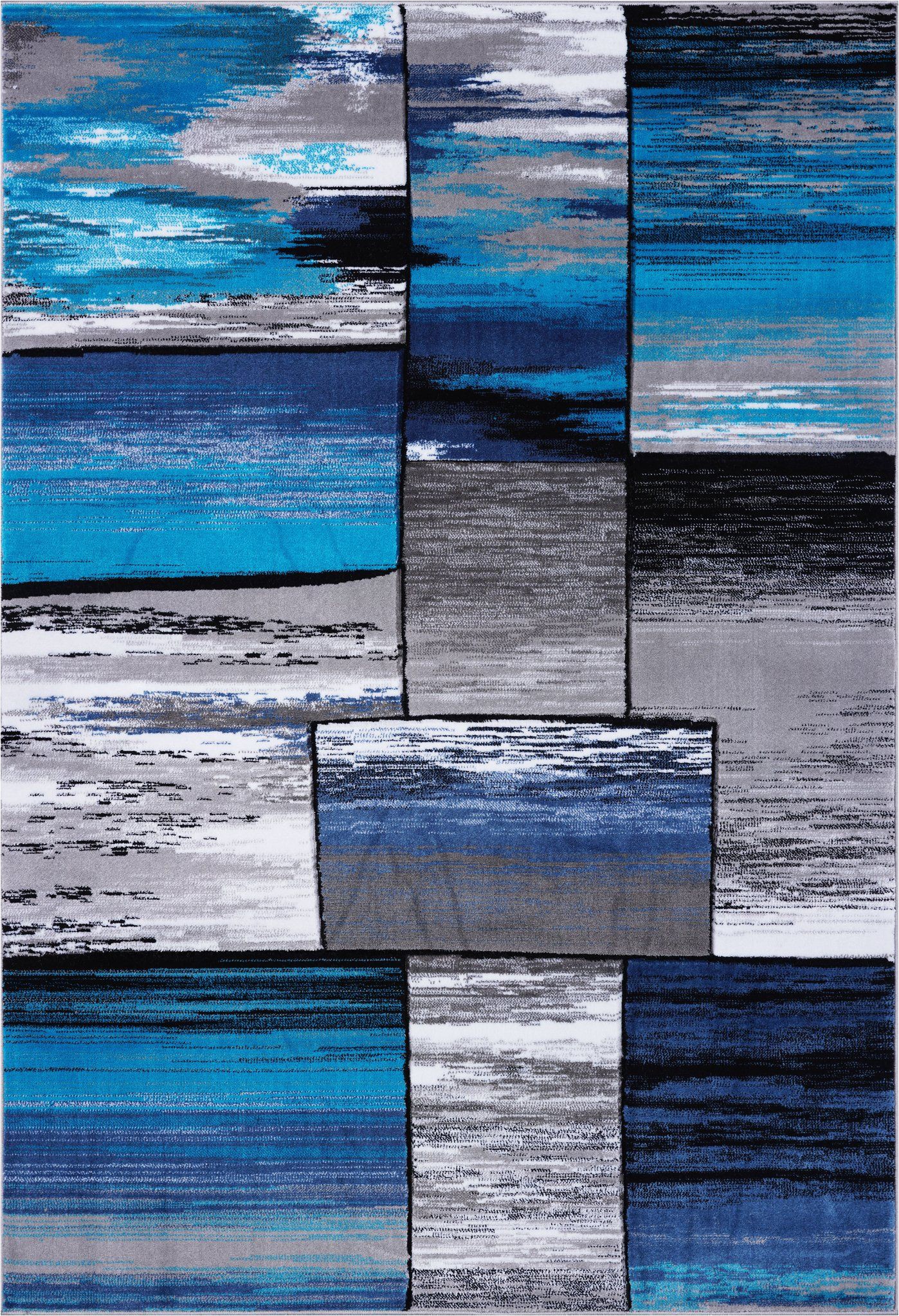 Blue Black Gray area Rug Copper Grey Turquoise area Rug