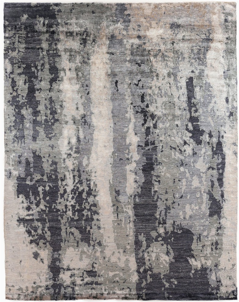 Blue Black Gray area Rug Exquisite Rugs Abstract Expressions Hand Knotted 3337 Blue Gray area Rug