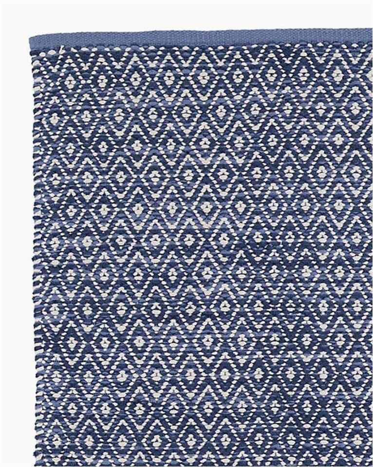 Blue Diamond Pattern Rug Diamond Chenille Blue Cotton Rug